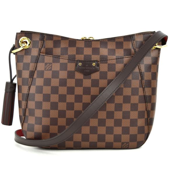 Louis Vuitton Damier South Bank Brown Leather Diagonal Shoulder Bag - Picture 1 of 11